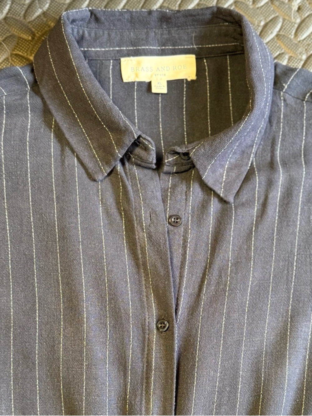 Mango Navy Pinstripe Midi Shirt Dress with Tie Waist. - Picture 3 of 8